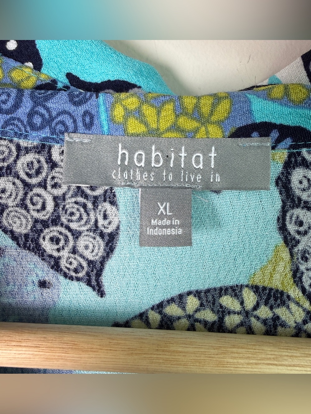Habitat Floral Bell Sleeve Ruffle Hem Blouse | Size XL | Lagenlook Boho Artsy - Picture 5 of 12